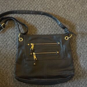 Source Unknown Vintage Black Crossbody Bag with Gold Accents